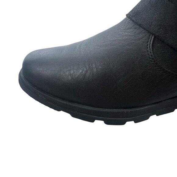 Sorel Women 7 38 Major Moto Fold Over Boot Suede Black Leather buckles Plaid - Picture 11 of 16